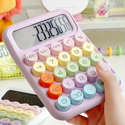 Kawaii Pastel Cute Calculator – Large Display, Dual Power, Colorful Keys (Students & Office Use)